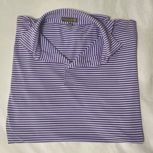 Peter Millar Summer Comfort Performance Purple and White Polo Shirt Size XL EUC